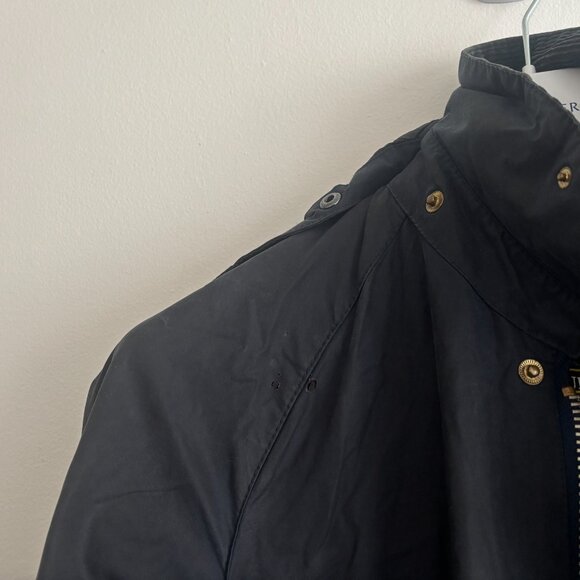 $700 Made in England Barbour Beaufort Navy Jacket w/ Hood - 38- Medium - Picture 11 of 12